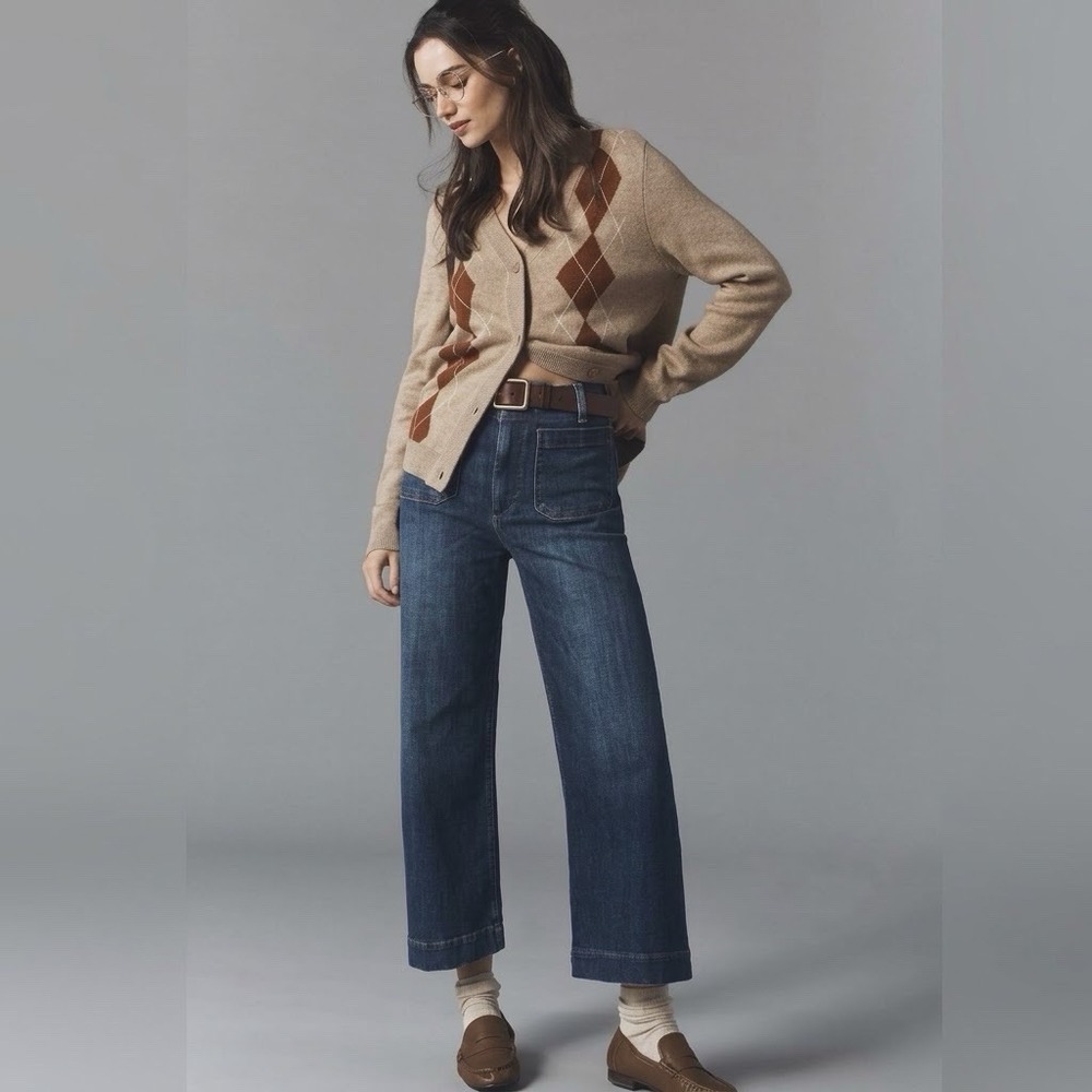 Maeve Colette High Rise Wide Leg Cropped Jeans Medium Wash Women's 31